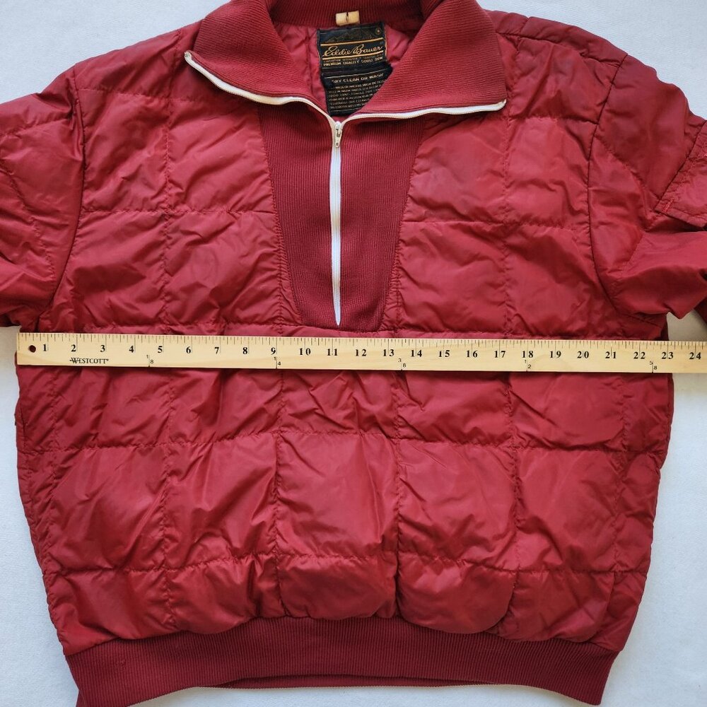 Vintage Eddie Bauer Red Down Quilted Pullover Jacket Canada Patch 80's Cabincore - Picture 11 of 12